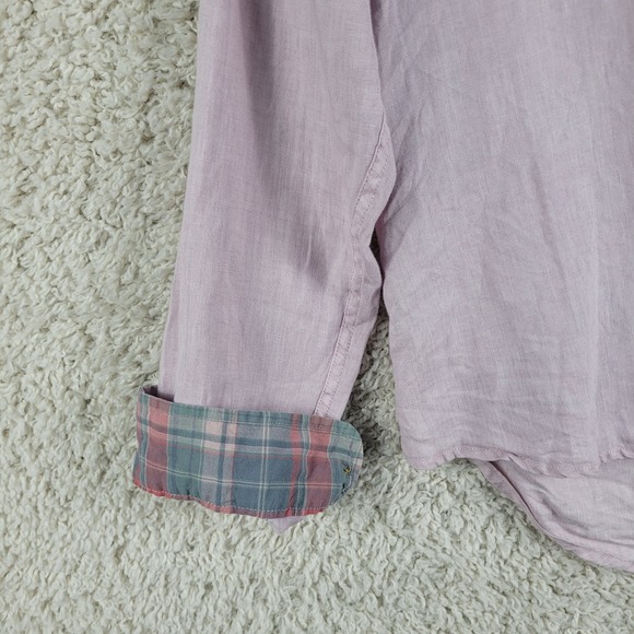 Tailor Vintage Shirt Men's Size XL Purple 100% Linen Button Down Long Sleeve EUC - Picture 4 of 12